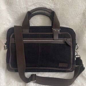 COACH Briefcase Business Bag Black Canvas/Brown Leather F70674